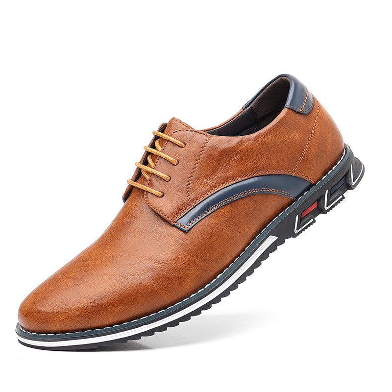 2025 New Cross-border Plus Size Men's Shoes Fashionable, Lightweight and Casual Leather Shoes Lace-up Four Seasons Baita Men's Single Shoes Manufacturers