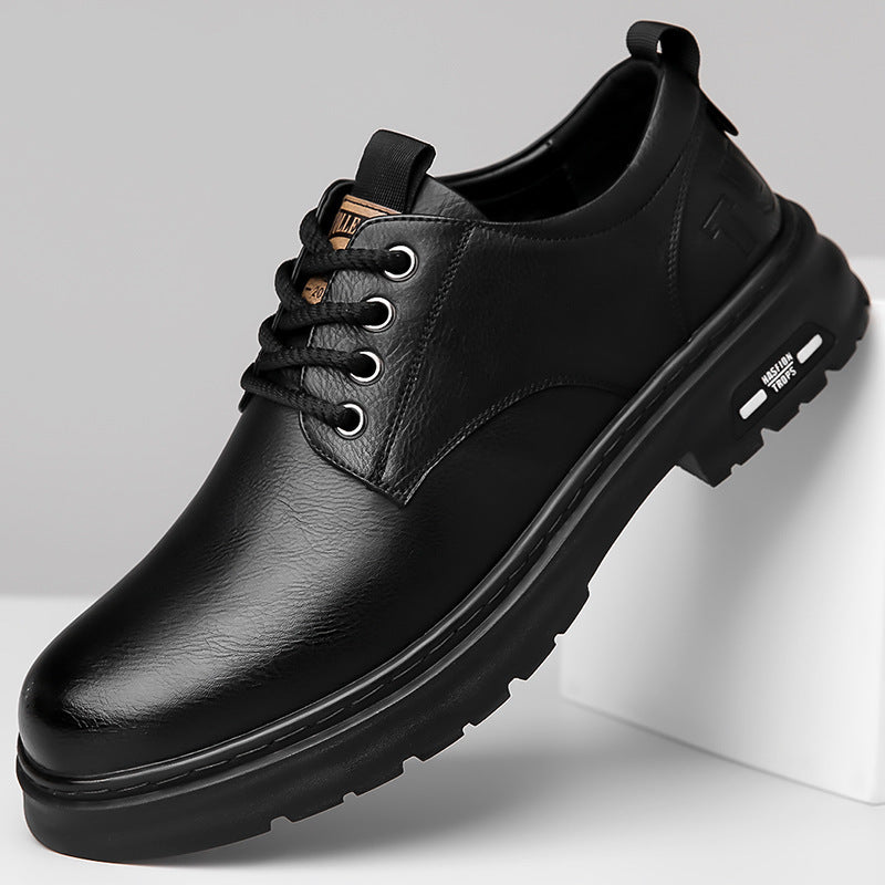 Autumn new men's handmade online business casual leather shoes men's retro workwear big toe lace-up breathable leather shoes for men