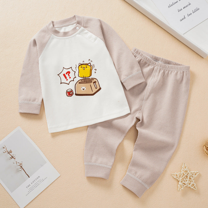 Girls' autumn clothes new baby boy home set Korean cartoon boy thickened autumn clothes and autumn pants underwear two-piece set