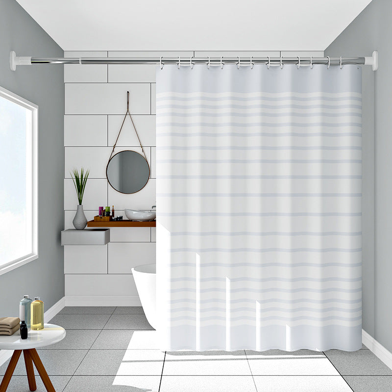 Solid color thickened bathroom waterproof curtain bathroom shower curtain set free punching hotel dormitory shower curtain curtain door curtain