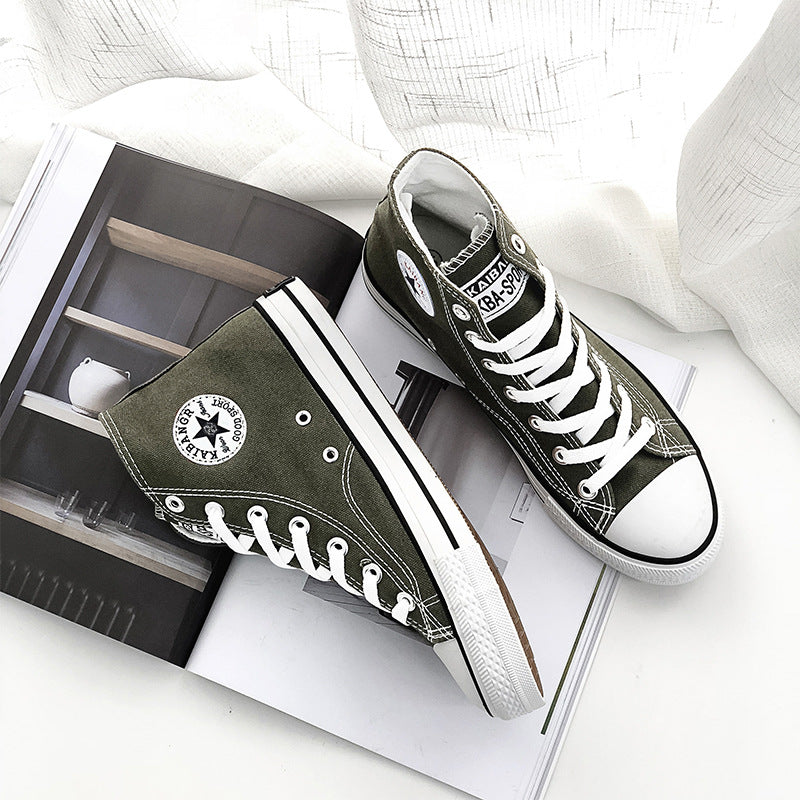 Canvas shoes men's high-top shoes men's classic casual sneakers 2024 new summer trend versatile cloth shoes black