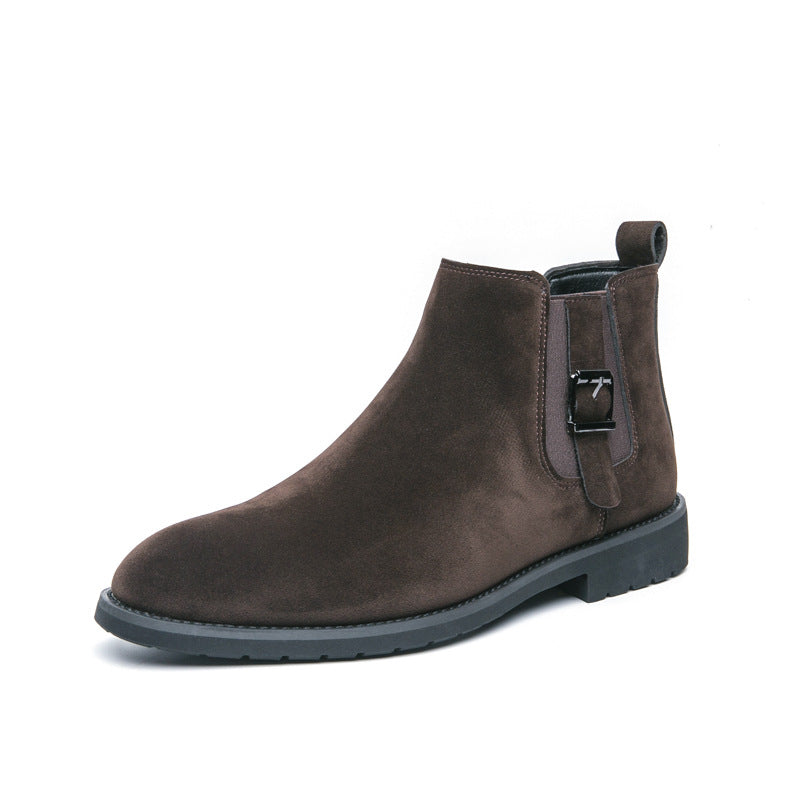 Chelsea boots men's autumn winter suede boots fashion vintage high-top platform boots new english style leather shoes
