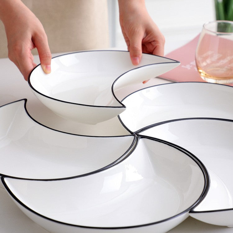 Plate combination tableware moon platter household ceramic plate creative simple vegetable plate seafood plate cross-border supply supermarket