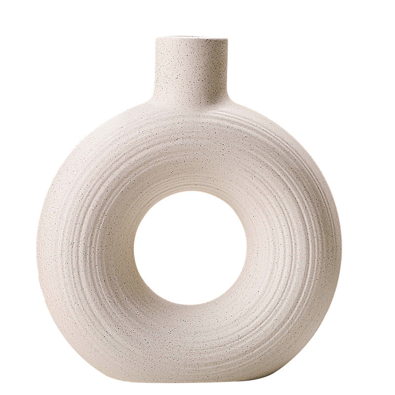High-quality ceramic flower arrangement, creative plain burnt vase, hydroponic home ornaments, ins style, high-value flowers, Nordic dry