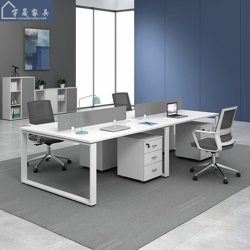 Staff desks: simple modern office furniture, computer desks, staff desks, chairs, double tables, combination steel frame tables