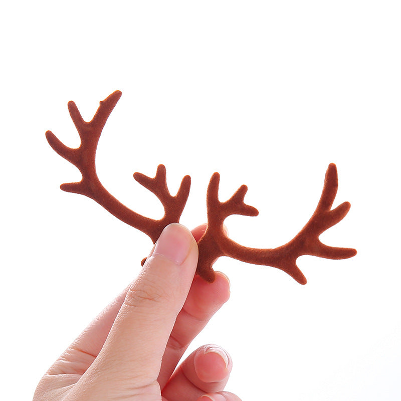 Artificial flocking antlers Christmas DIY hairpins hairpin headwear pair clip European and American headbands outfit cute accessories accessories