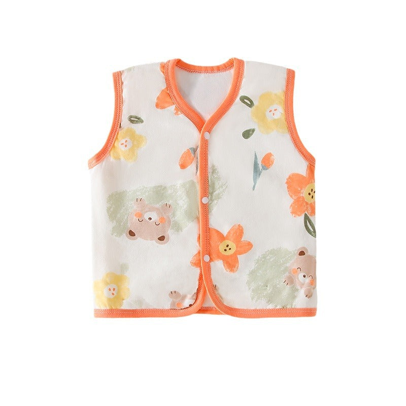 Children's vest class a baby clothes padded warm horse jacket shoulder baby vest 40g thin cotton autumn winter cardigan