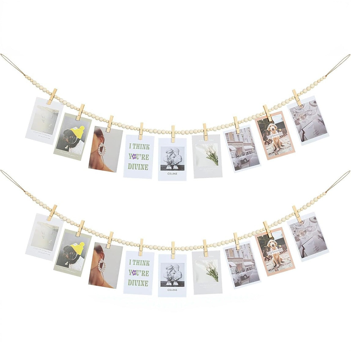 Cross-border wooden bead photo storage clip, home classroom organization and storage, personal photo wall decoration and hanging