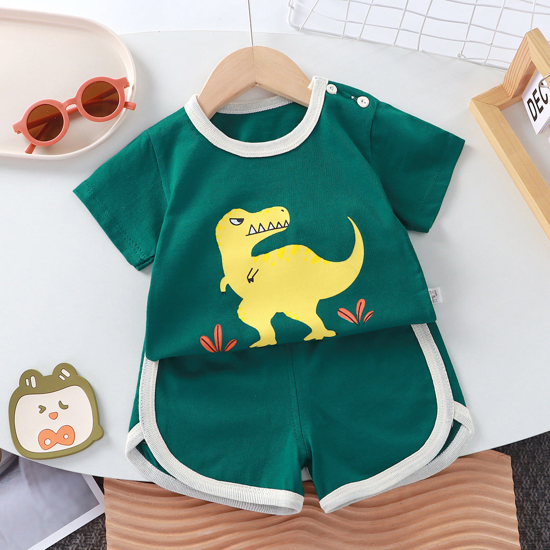 Children's short-sleeved set baby summer T-shirt two-piece set of pure cotton sports and casual clothes for children and children