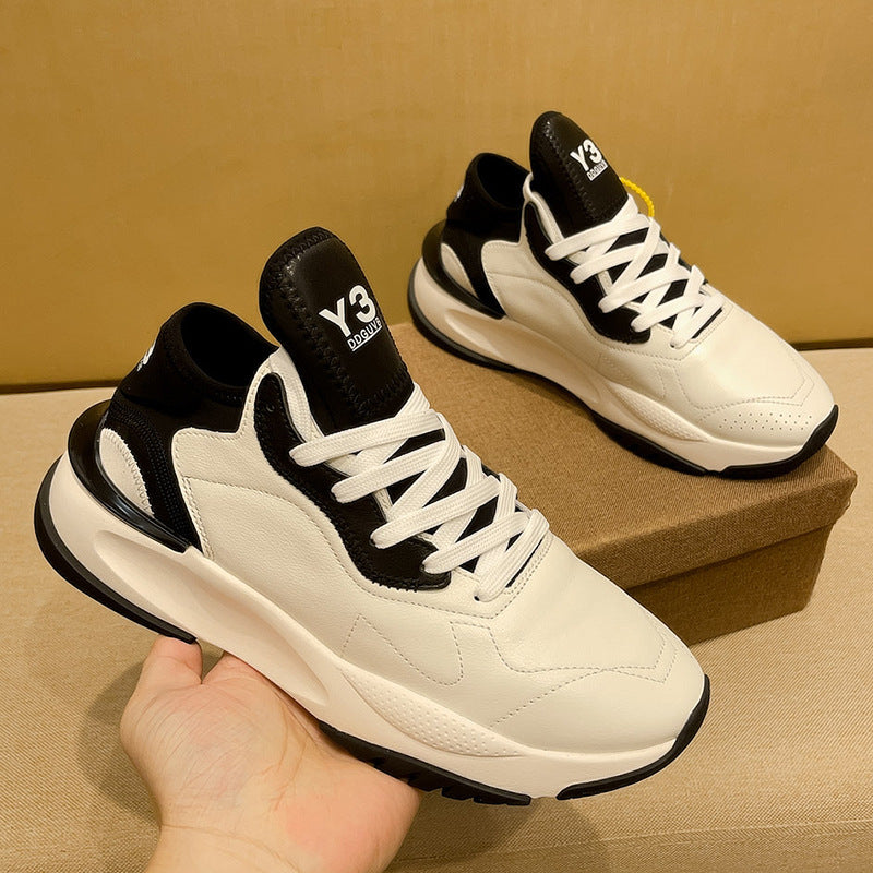 The new trendy brand Y3 Black Samurai Thick-soled Daddy Shoes Men's Tide Versatile Summer Breathable Leather Sneakers Men's Shoes