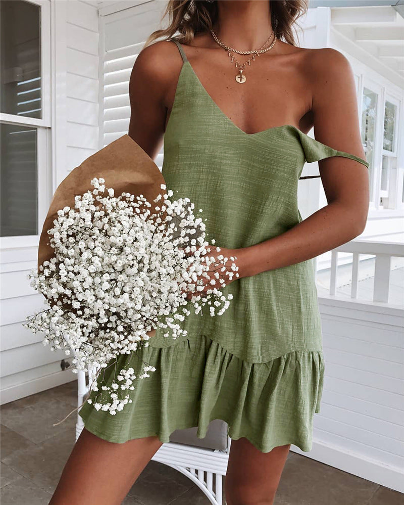 European and American cross-border supply new summer fashion sexy suspenders V-neck backless women's dress