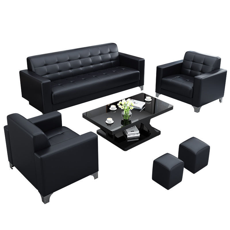 Office sofa, business reception, small apartment, living room, modern and simple reception, three-person office, sofa, coffee table