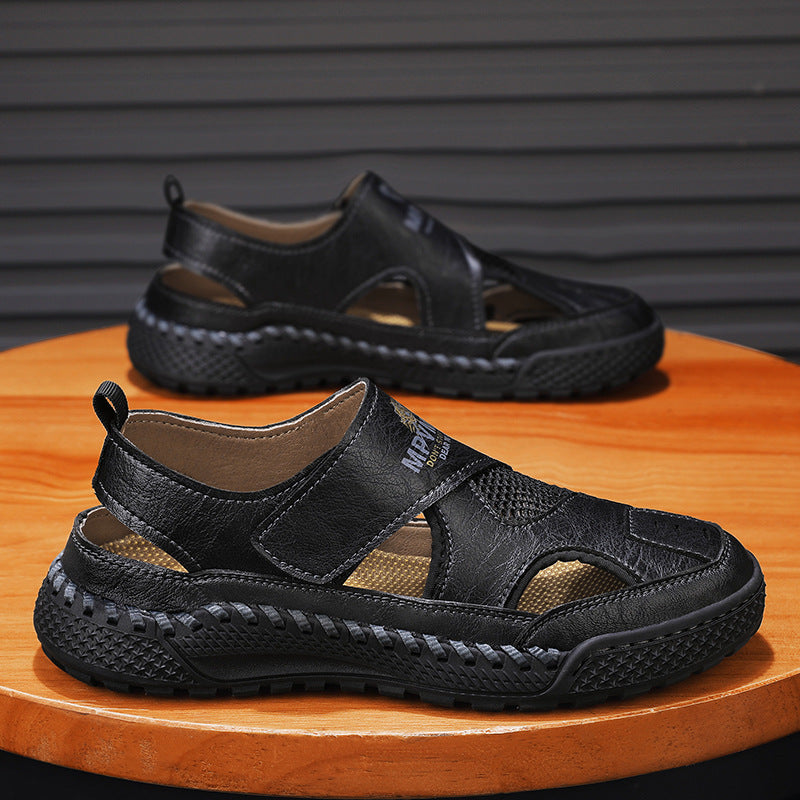 Mesh Shoes Men's 2024 New Summer Cutout Breathable Men's Shoes Mesh Soft Sole Lightweight Slip-On Beach Shoes Sandals