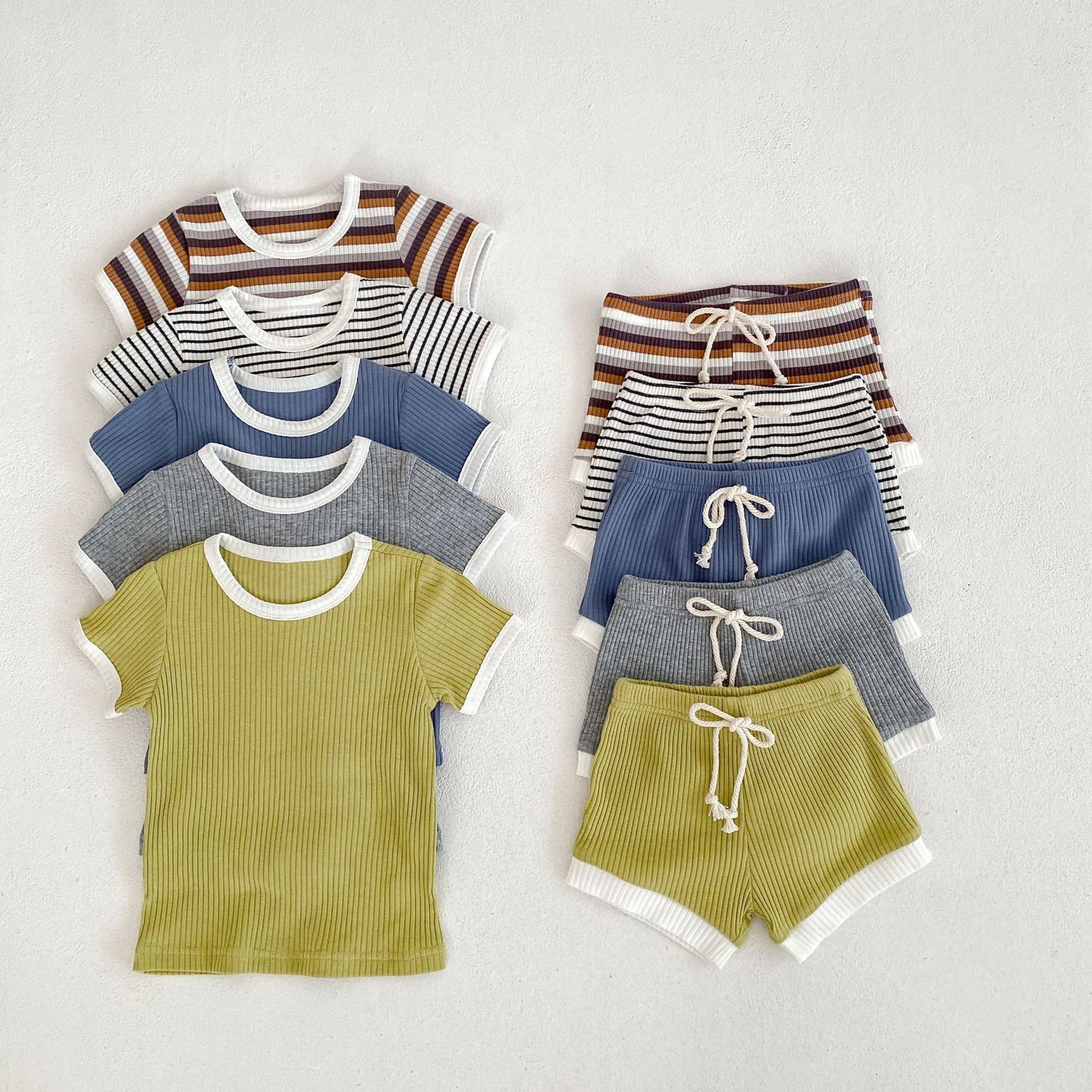 Baby boy suit, summer new baby simple casual round neck T-shirt, large PP pants two-piece set, Korean version of the versatile trend