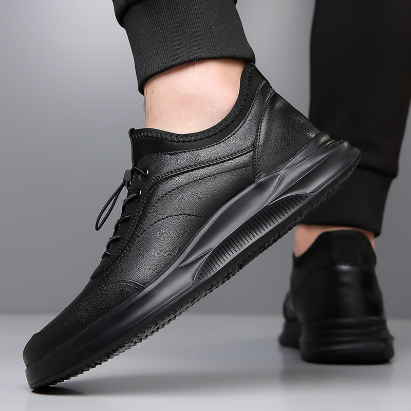 Casual shoes men's spring 2025 new versatile men's leather soft-soled sports shoes breathable white travel shoes