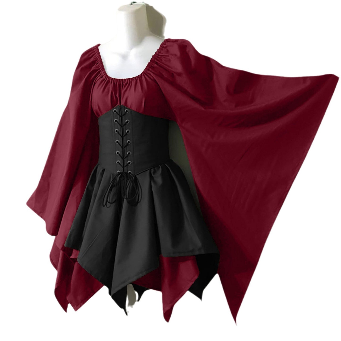 Cross-border new European and American bell sleeve long sleeve medieval Renaissance dress stitching long skirt one piece for hair