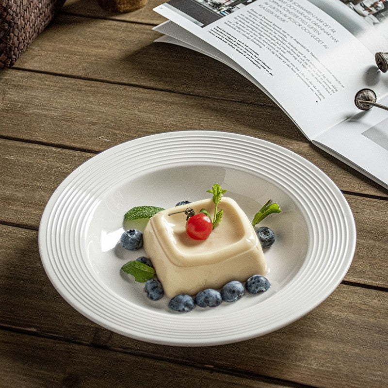 Ceramic straw hat plate, Japanese style high-quality white dessert plate, household dish plate, plate, tableware, dinner plate, bowl, wholesale plate, plate, plate, plate, plate