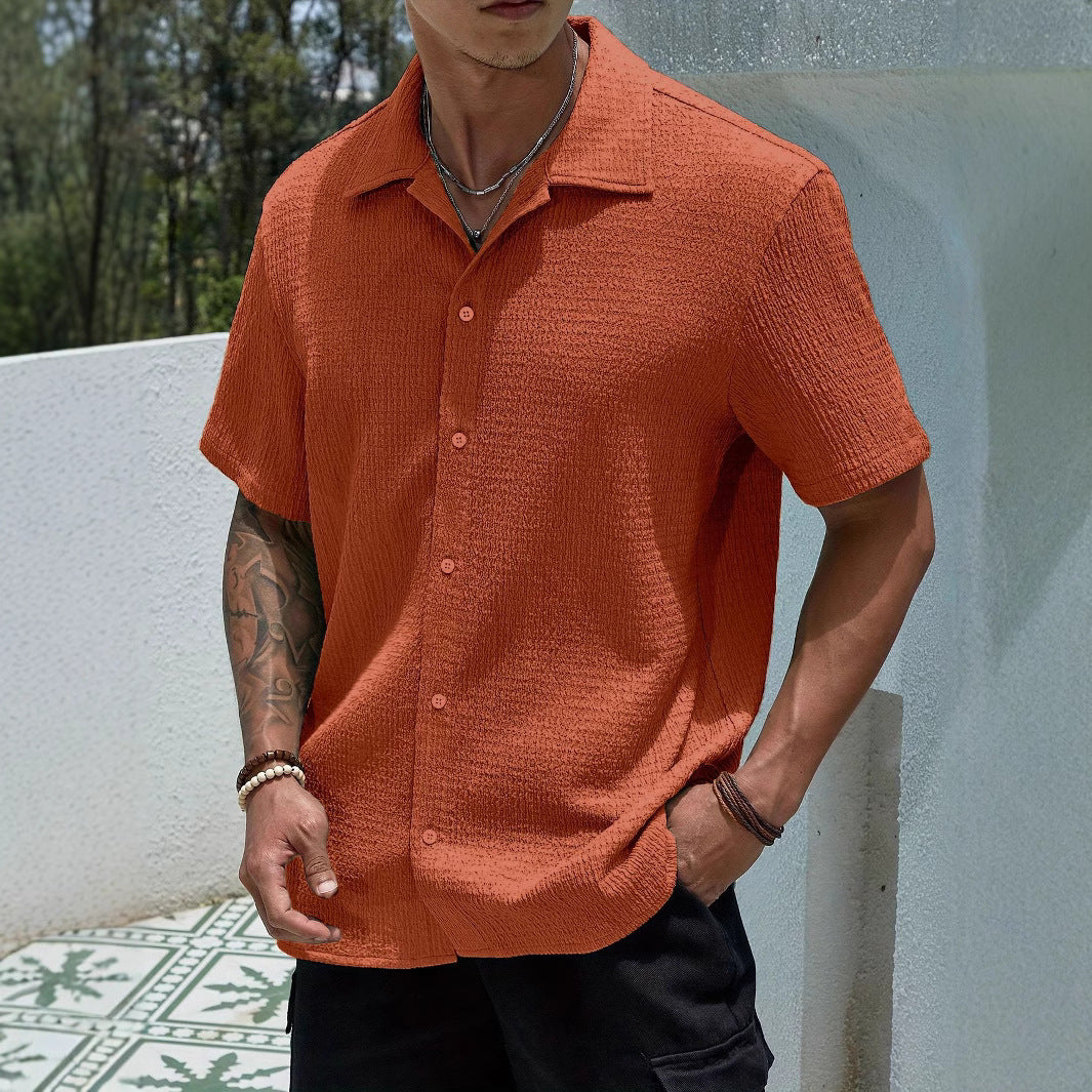 Exclusive for temu shein amazon cross-border foreign trade men's shirt 2024 summer new men's solid color short