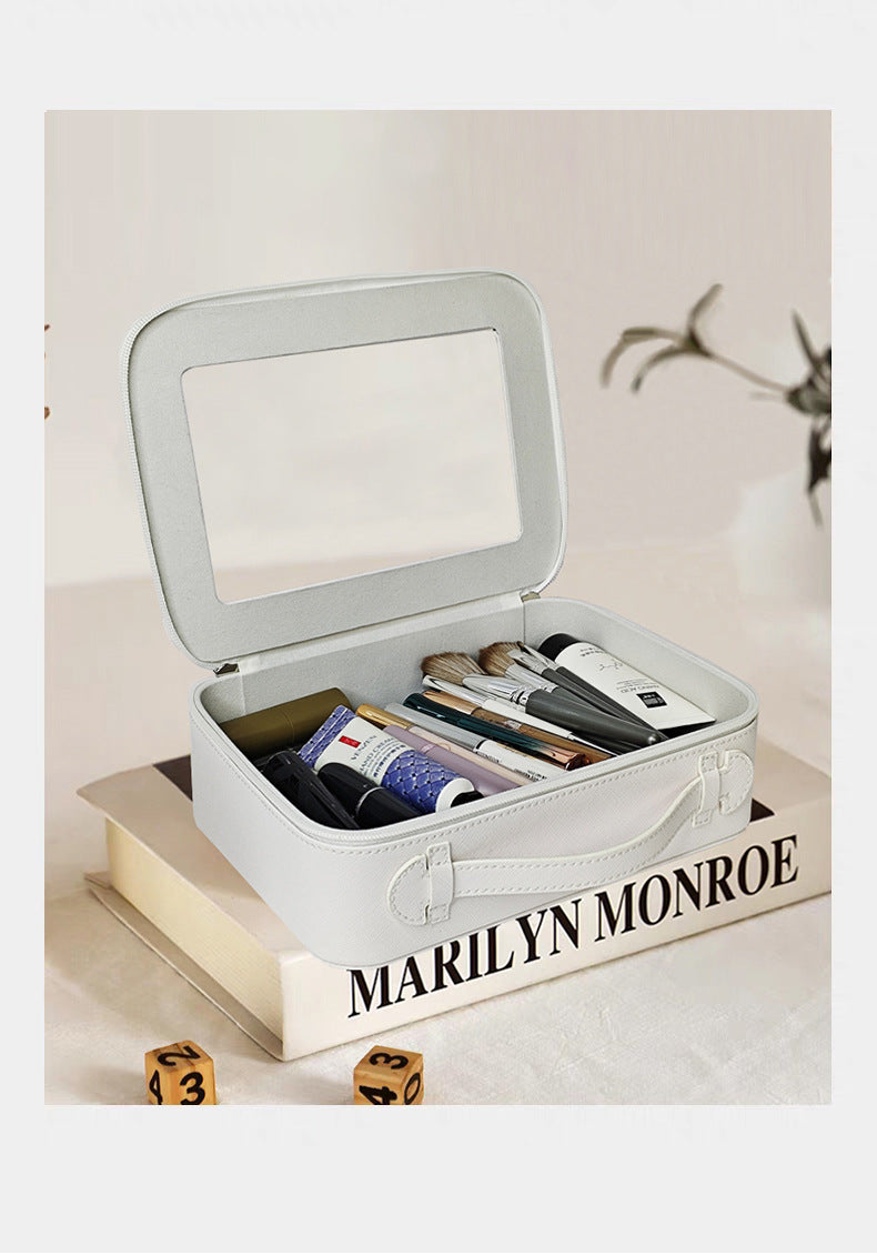Transparent cosmetic bag, ins-style student, portable travel cosmetics storage box, large capacity hard shell three-dimensional makeup box