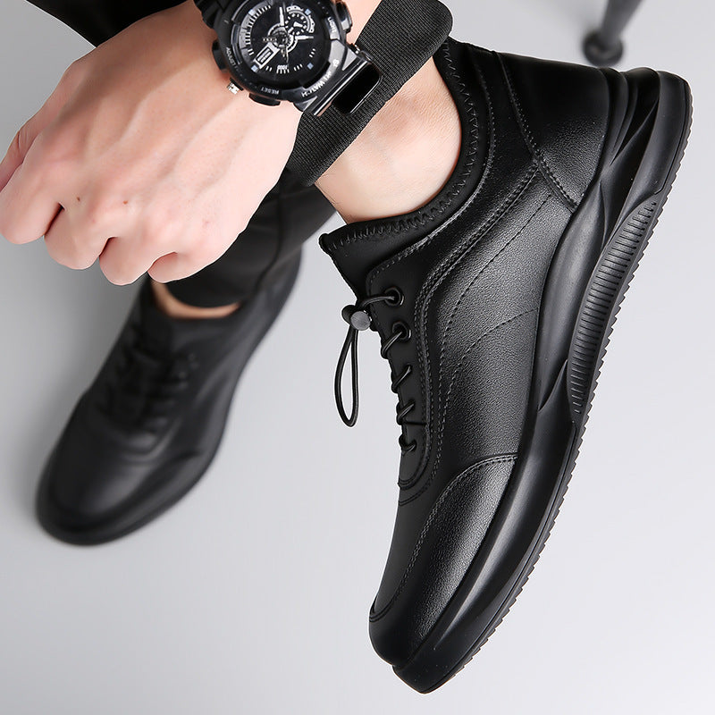 Casual shoes men's spring 2025 new versatile men's leather soft-soled sports shoes breathable white travel shoes