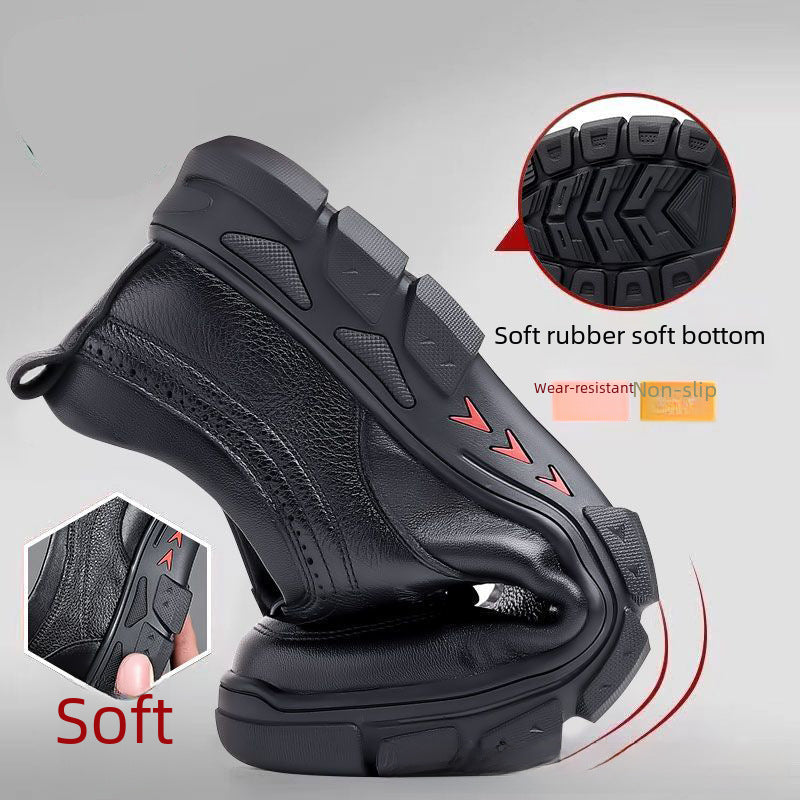 Leather shoes men's genuine leather spring new middle-aged dad shoes business breathable men's shoes non-slip wear-resistant soft-soled casual leather shoes