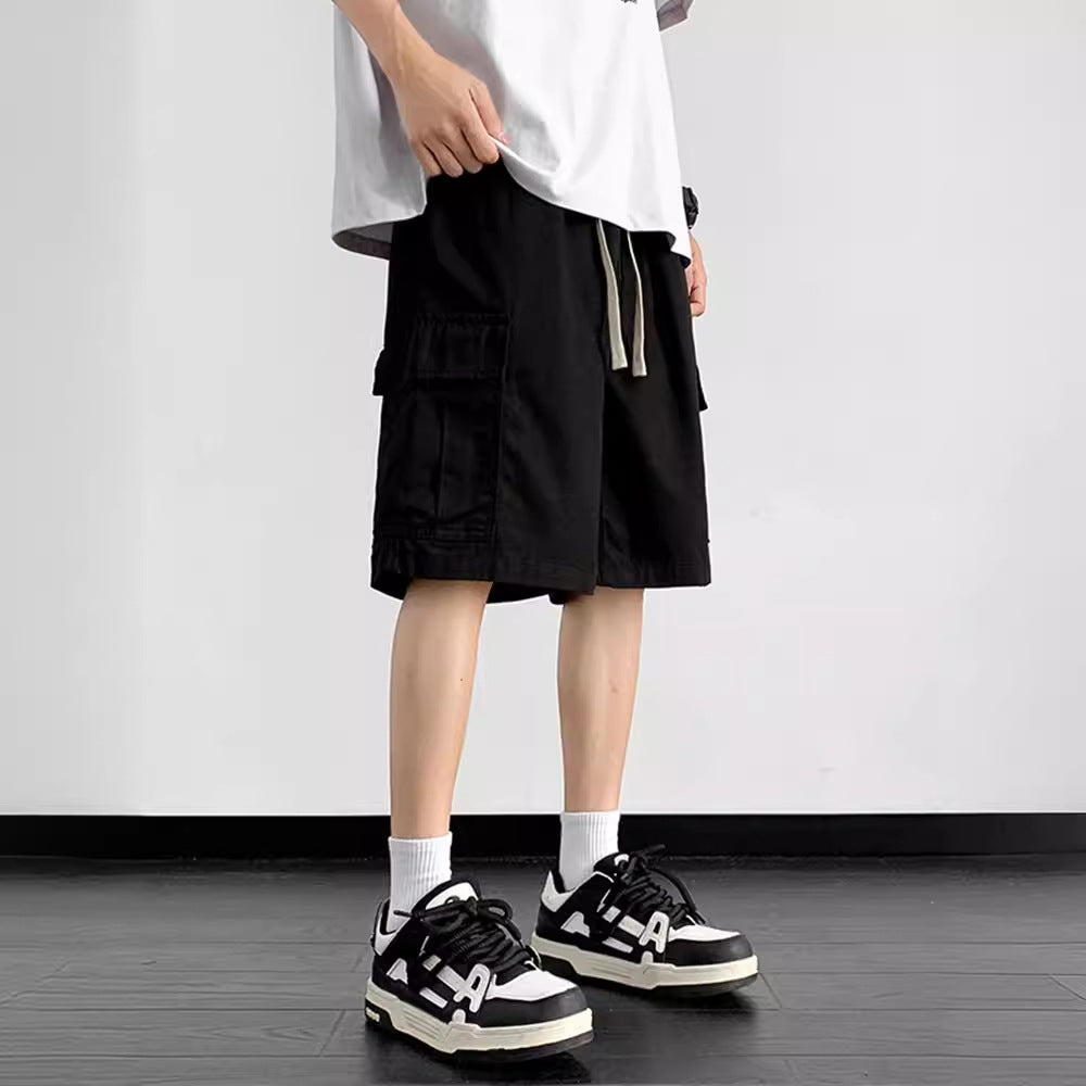 Shorts, men's summer trend, American army green cargo pants, thin loose five-point pants, casual straight cotton pants