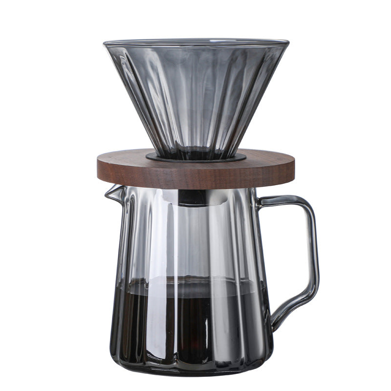 New Thickened Glass Coffee Pot American Sharing Pot Set V60 Coffee Filter Mass Logo in Stock