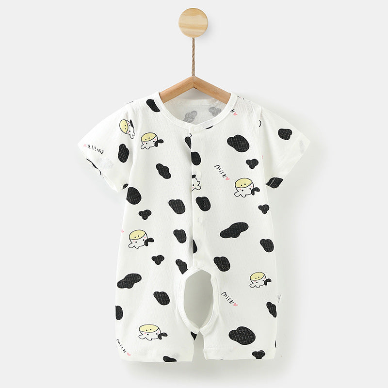 Baby open-file onesie, summer thin baby cotton short-sleeved Ha clothes, crawling clothes, pajamas, newborn clothes, summer clothes