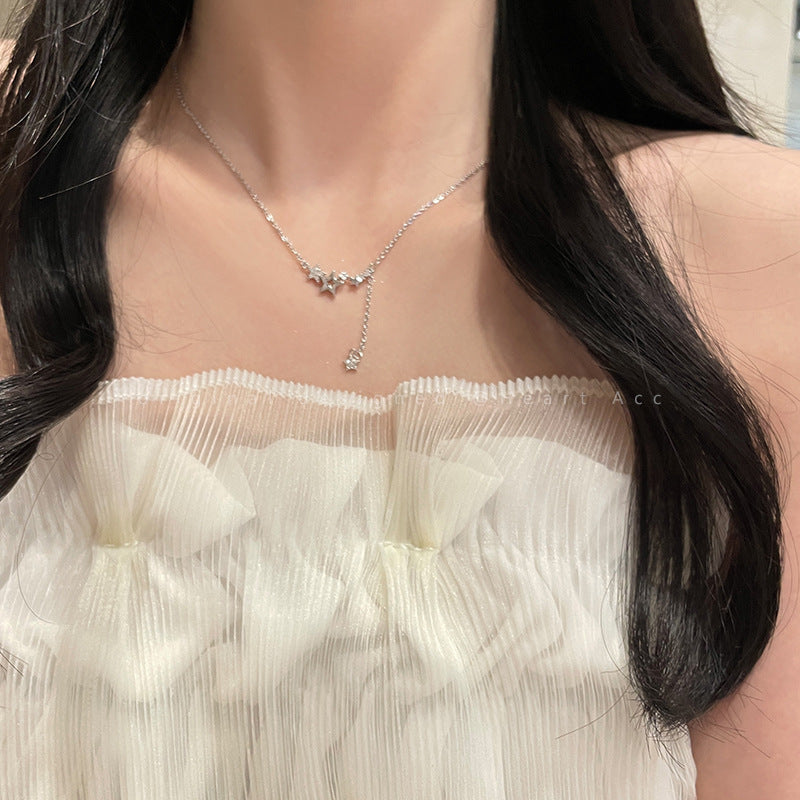 Star zircon tassel necklace female summer light luxury niche all-match net celebrity accessories Korean gentle temperament collarbone chain