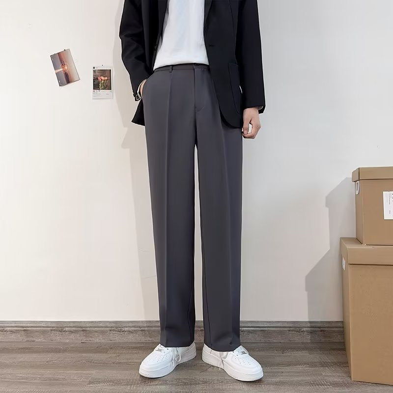 Casual trousers men's straight loose Korean version trendy wide-leg pants suit pants drape all-match ruffian handsome pants men