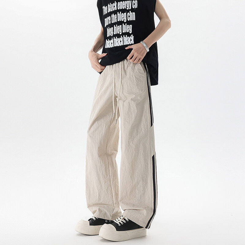 190 tall extended ice silk sweatpants men's summer thin 2m teen loose straight leg wide-leg slacks