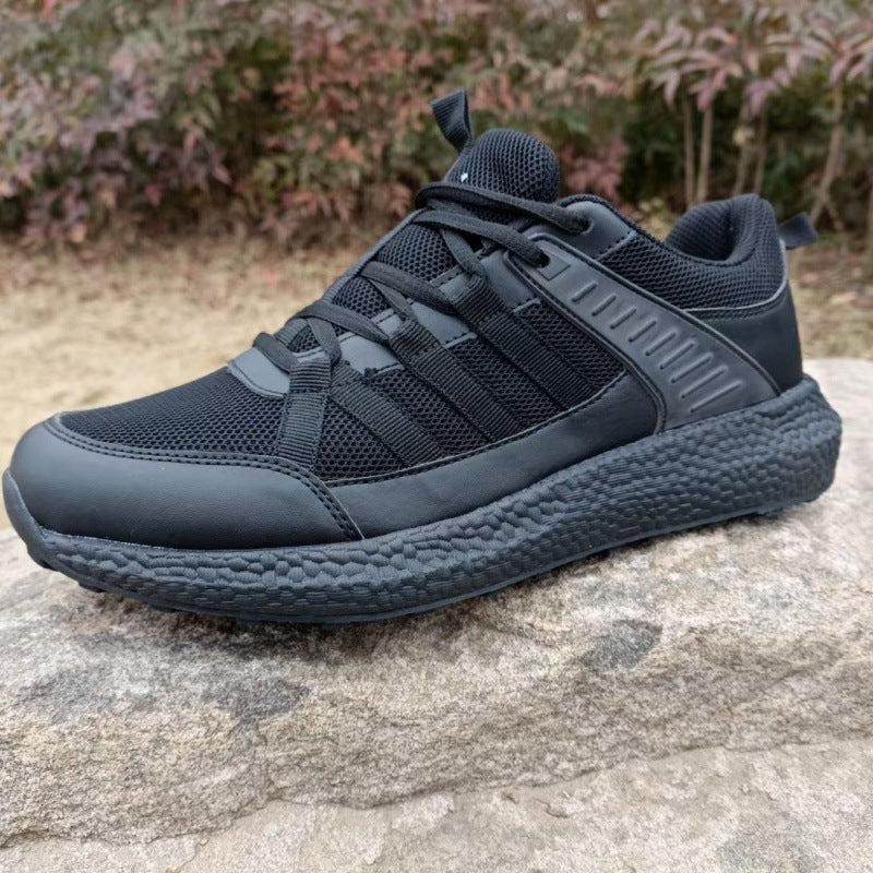 Outdoor anti-slip ultra-light executive shoes, cloth shoes, men's black mesh running shoes, low-top rubber shoes, sports physical training shoes