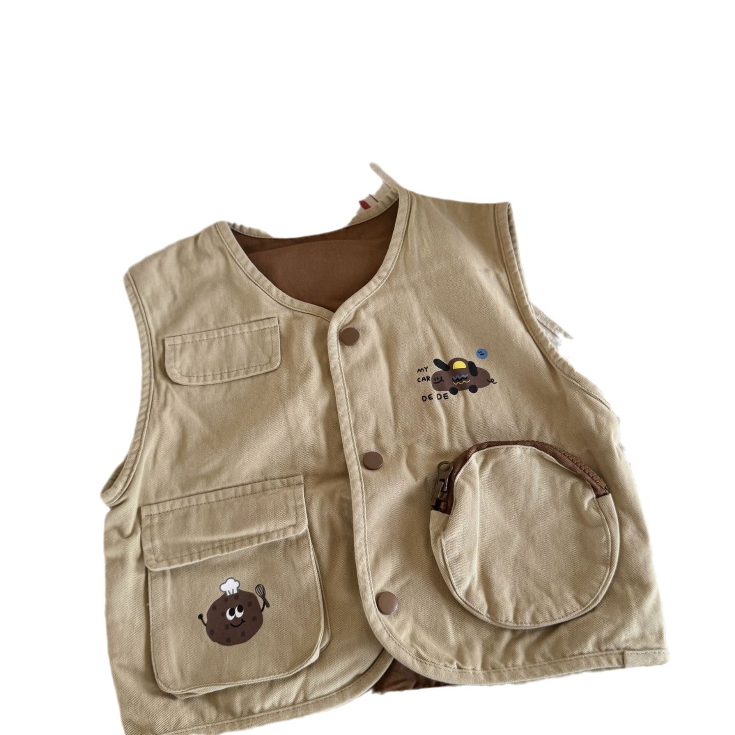 2024 children's clothing autumn new children's Korean version washed vest boys and girls baby autumn shoulder vests