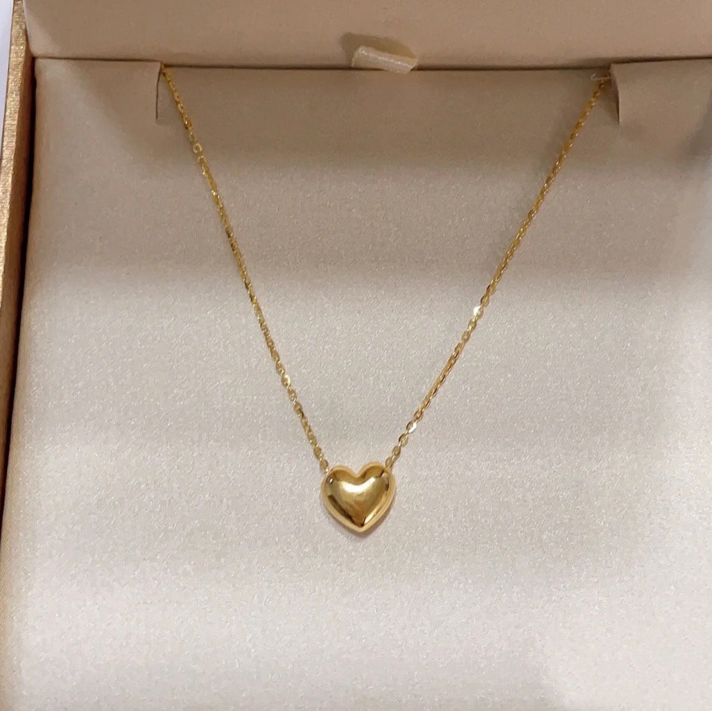 Titanium steel does not fade gold love pendant necklace light luxury sense of luxury short peach heart clavicle chain women's simple necklace