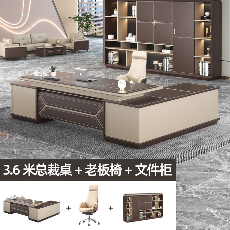 High-end atmosphere, boss desk, simple modern fashion, president desk, desk and chair combination, light luxury executive desk office