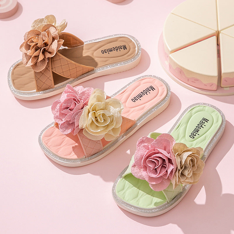 Girls Slippers 2025 New Style Girls Baby Indoor Summer Non Slip Home Soft Sole Kids Princess Cool Slippers