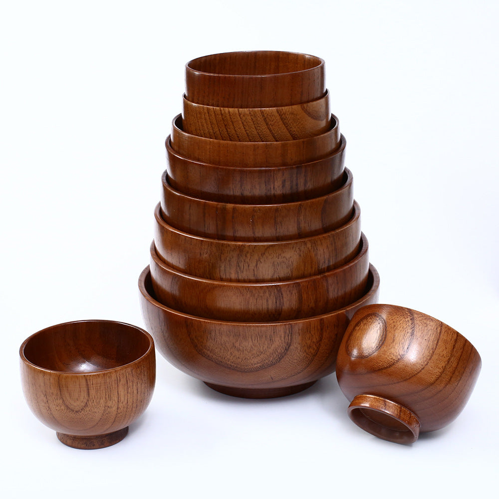 New Chinese Style Whole Wood Sour Jujube Wood Bowl Instant Noodle Bowl Soup Bowl Adult Children's Large Small Heat Insulation Drop Resistant Wholesale Tableware
