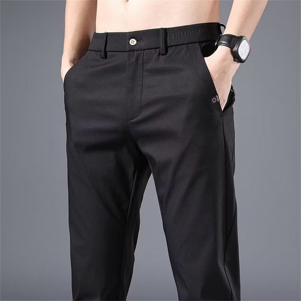 Cross Border Pants Men's Summer Ice Silk Casual Pants Men's Straight Leg Stretch Thin Quick Dry Sports Summer Pants Breathable
