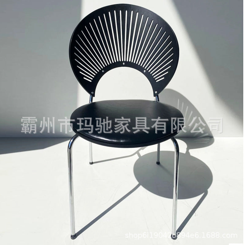 Nordic Dining Chair Solid Wood Household Coffee Chair Backrest Retro Dining Chair Simple Negotiation Casual Seashell Chair Wholesale