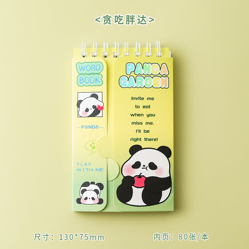 Cartoon cute panda English word book can cover diary, portable portable notebook, pocket book