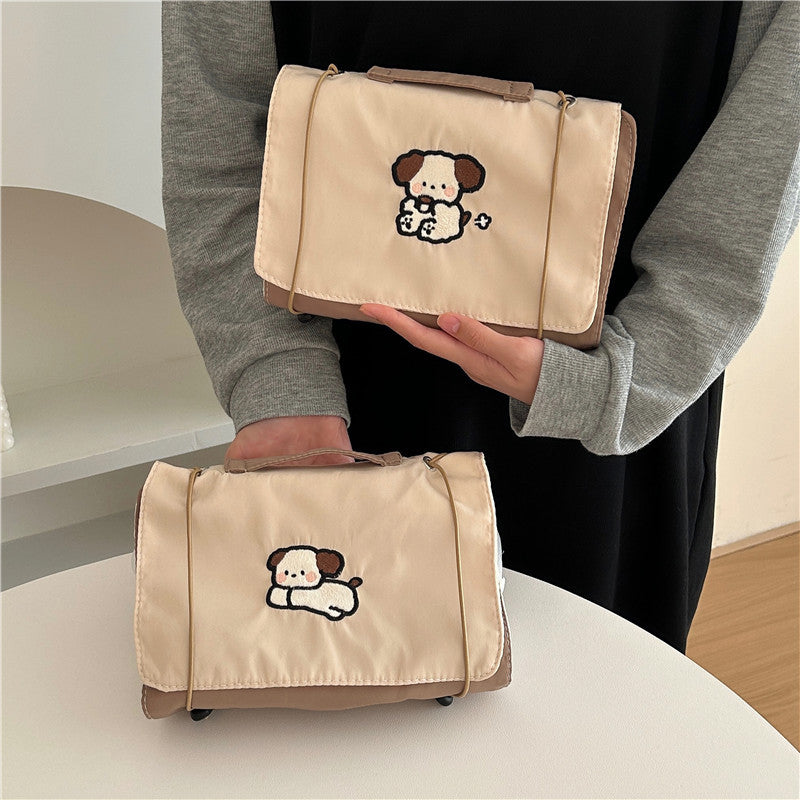 Original design puppy makeup bag, detachable mesh storage bag, large capacity portable travel 4-in-1 toiletry bag