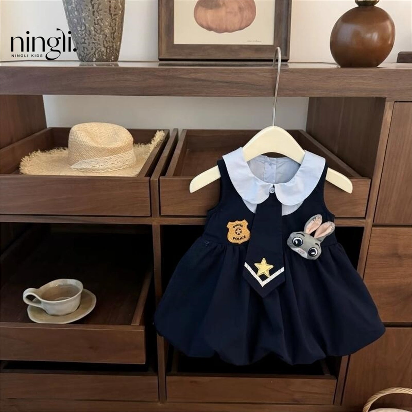 Ningli girl Lolita princess dress foreign style 2025 new summer girl baby rabbit police dress trend