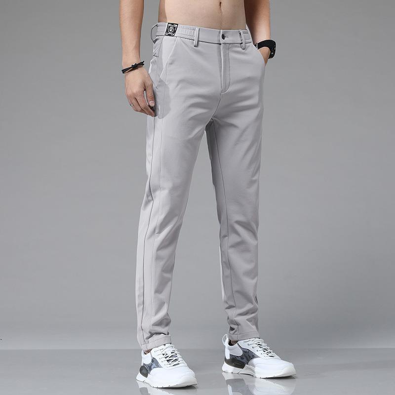 Cross Border Pants Men's Summer Ice Silk Casual Pants Men's Straight Leg Stretch Thin Quick Dry Sports Summer Pants Breathable