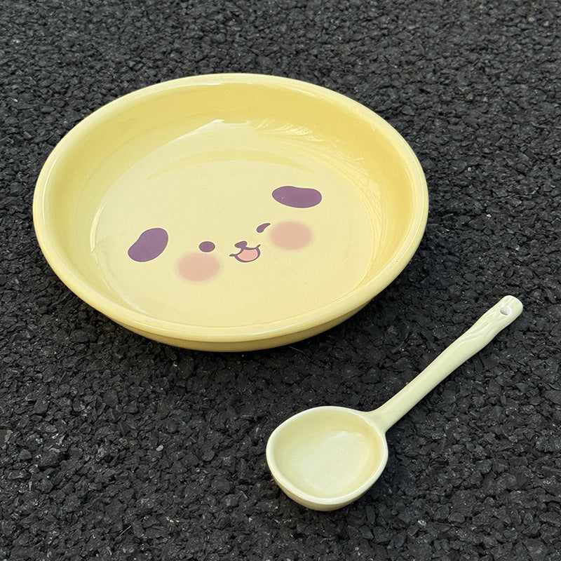 High-value piggy bowl and plate set for home 2024 new one-person ceramic tableware set for couples bowl and plate combination