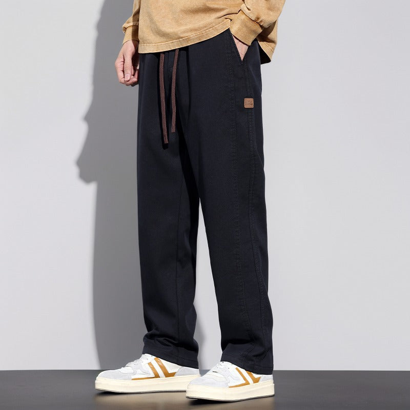 Spring Autumn 2024 New Loose Casual Pants Men's Thickened Straight Leg Cargo Pants Men's Versatile Wide-Leg Long Pants