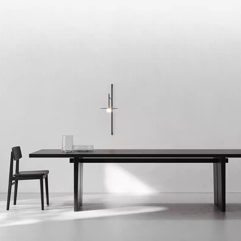 Minimalist solid wood bench table, minimalist industrial style desk, black log slab table, modern conference table, work table