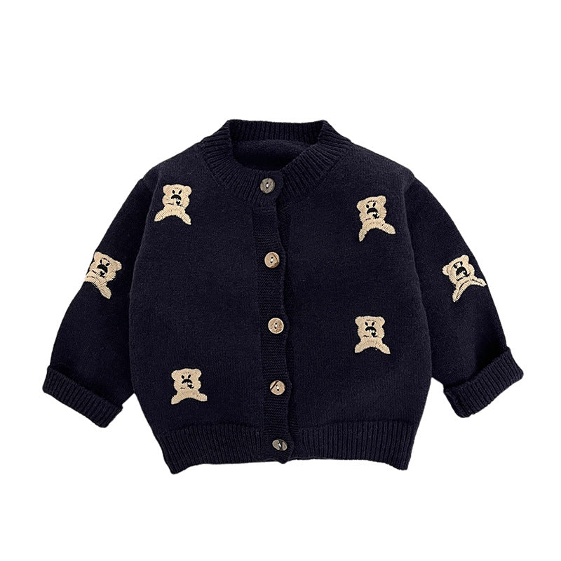 Korean children's clothes boy's suit 2025 new spring clothes fashionable knitted cardigan autumn foreign baby cute coat