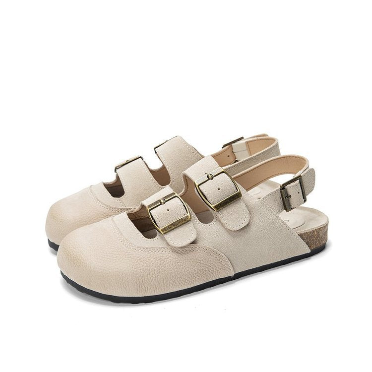 Baotou Sandals Women's Thick-soled Rouge Birkenstock Shoes Women's 2025 Versatile Summer New Wear Casual Semi-Slip Sandals Women