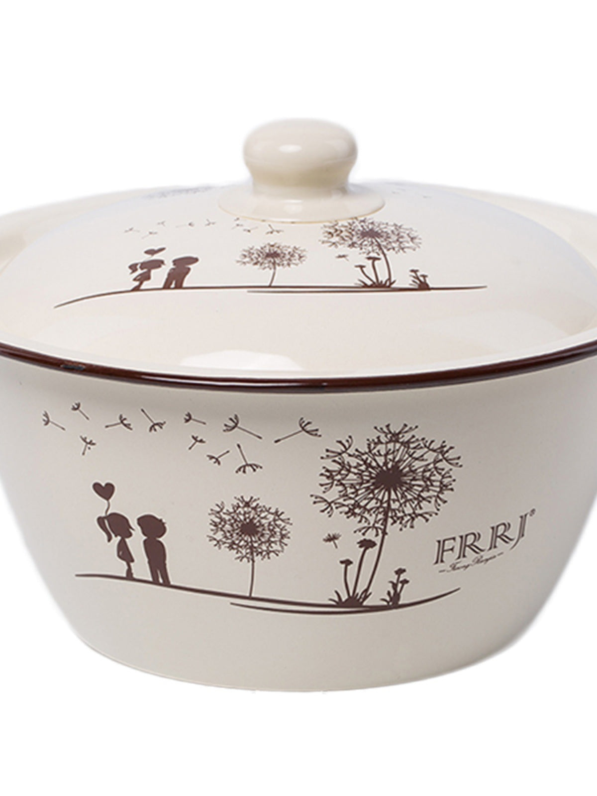 Thickened food grade enamel bowl household oil basin with lid soup bowl old style lard jar and basin porcelain basin