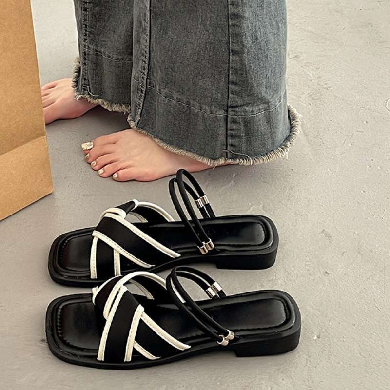 Plus size women's shoes wide feet fat feet 35-43 flat soles two-wear sandals women's outdoor wear summer versatile soft-soled beach shoes